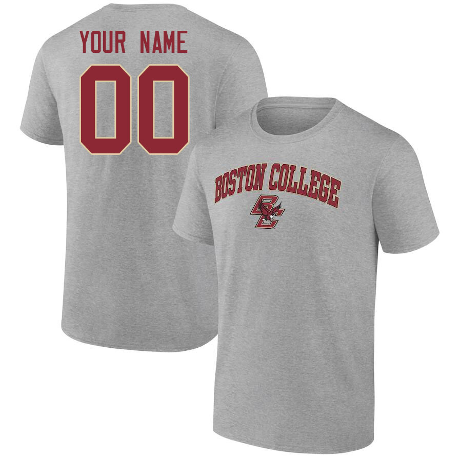 Custom Boston College Eagles Name And Number Tshirts-Grey